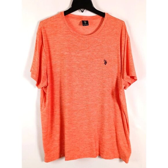 US Polo Assn Orange Moisture Wicking Crew Neck T-Shirt Men's XL NWOT Logo Tee - Picture 2 of 5